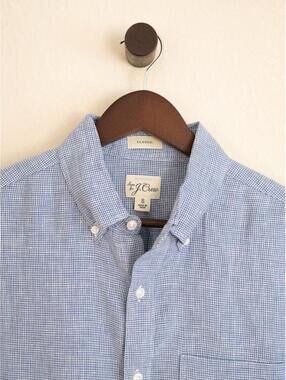 J.Crew Irish Linen Classic Button-Down Shirt – Blue Micro Check – Men’s